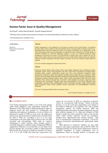 Jurnal Teknologi Human Factor Issue in Quality Management Full paper