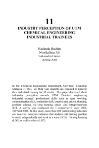 11 INDUSTRY PERCEPTION OF UTM CHEMICAL ENGINEERING INDUSTRIAL TRAINEES