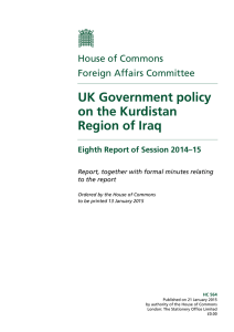 UK Government policy on the Kurdistan Region of Iraq House of Commons