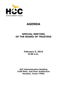 AGENDA SPECIAL MEETING OF THE BOARD OF TRUSTEES