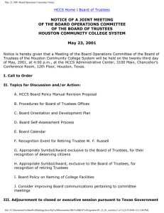 NOTICE OF A JOINT MEETING OF THE BOARD OPERATIONS COMMITTEE