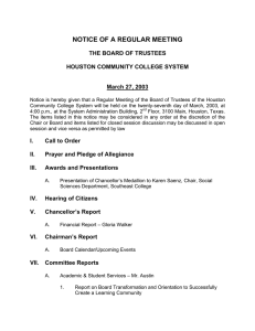 NOTICE OF A REGULAR MEETING THE BOARD OF TRUSTEES