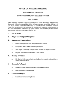 NOTICE OF A REGULAR MEETING THE BOARD OF TRUSTEES May 22, 2003