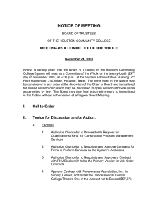 NOTICE OF MEETING MEETING AS A COMMITTEE OF THE WHOLE