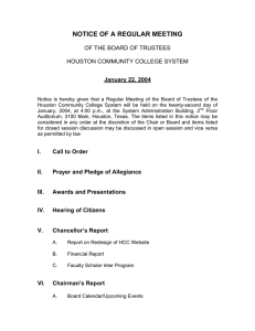 NOTICE OF A REGULAR MEETING  January 22, 2004