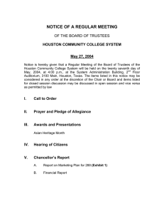 NOTICE OF A REGULAR MEETING  HOUSTON COMMUNITY COLLEGE SYSTEM May 27, 2004