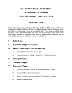 NOTICE OF A REGULAR MEETING OF THE BOARD OF TRUSTEES