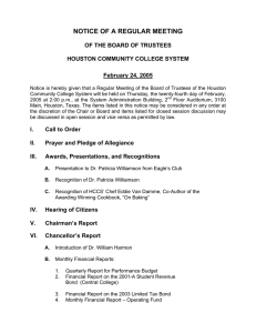 NOTICE OF A REGULAR MEETING OF THE BOARD OF TRUSTEES