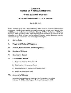 Amended NOTICE OF A REGULAR MEETING OF THE BOARD OF TRUSTEES