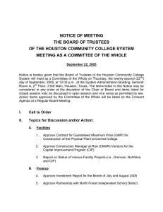 NOTICE OF MEETING THE BOARD OF TRUSTEES