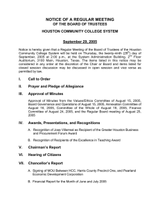 NOTICE OF A REGULAR MEETING OF THE BOARD OF TRUSTEES