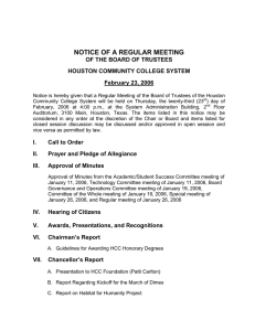 NOTICE OF A REGULAR MEETING OF THE BOARD OF TRUSTEES