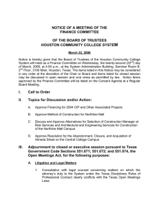 M  NOTICE OF A MEETING OF THE FINANCE COMMITTEE