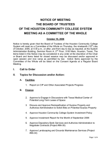 NOTICE OF MEETING THE BOARD OF TRUSTEES