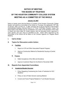 NOTICE OF MEETING THE BOARD OF TRUSTEES