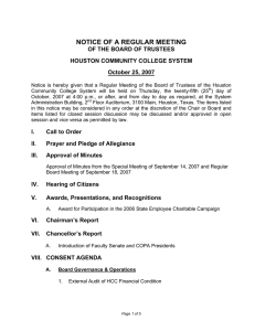 NOTICE OF A REGULAR MEETING OF THE BOARD OF TRUSTEES