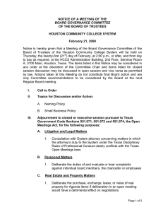 NOTICE OF A MEETING OF THE OF THE BOARD OF TRUSTEES