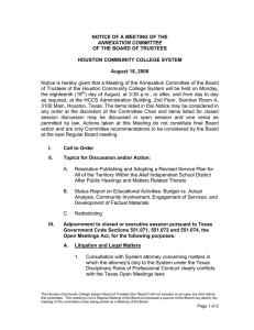 NOTICE OF A MEETING OF THE OF THE BOARD OF TRUSTEES