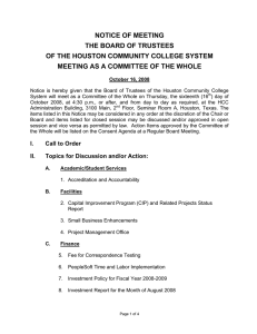 NOTICE OF MEETING THE BOARD OF TRUSTEES