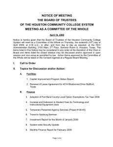 NOTICE OF MEETING THE BOARD OF TRUSTEES