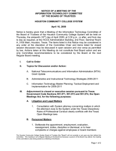 NOTICE OF A MEETING OF THE OF THE BOARD OF TRUSTEES