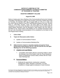 NOTICE OF A MEETING OF THE OF THE BOARD OF TRUSTEES