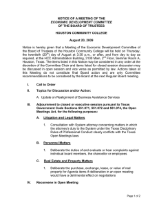 NOTICE OF A MEETING OF THE OF THE BOARD OF TRUSTEES