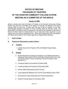 NOTICE OF MEETING THE BOARD OF TRUSTEES