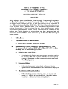 NOTICE OF A MEETING OF THE OF THE BOARD OF TRUSTEES