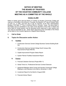 NOTICE OF MEETING THE BOARD OF TRUSTEES OF THE HOUSTON COMMUNITY COLLEGE