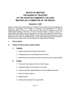 NOTICE OF MEETING THE BOARD OF TRUSTEES OF THE HOUSTON COMMUNITY COLLEGE