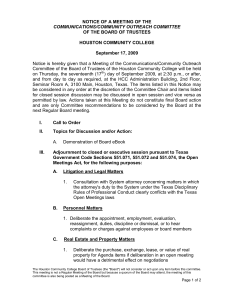 NOTICE OF A MEETING OF THE OF THE BOARD OF TRUSTEES