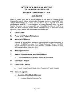 NOTICE OF A REGULAR MEETING OF THE BOARD OF TRUSTEES