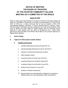 NOTICE OF MEETING THE BOARD OF TRUSTEES OF THE HOUSTON COMMUNITY COLLEGE