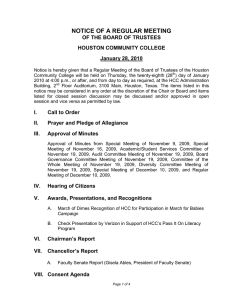 NOTICE OF A REGULAR MEETING OF THE BOARD OF TRUSTEES