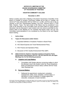 NOTICE OF A MEETING OF THE OF THE BOARD OF TRUSTEES