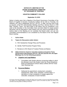 NOTICE OF A MEETING OF THE OF THE BOARD OF TRUSTEES