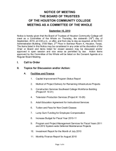 NOTICE OF MEETING THE BOARD OF TRUSTEES OF THE HOUSTON COMMUNITY COLLEGE