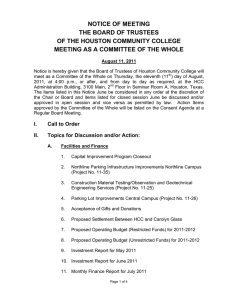 NOTICE OF MEETING THE BOARD OF TRUSTEES OF THE HOUSTON COMMUNITY COLLEGE