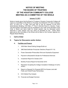 NOTICE OF MEETING THE BOARD OF TRUSTEES OF THE HOUSTON COMMUNITY COLLEGE