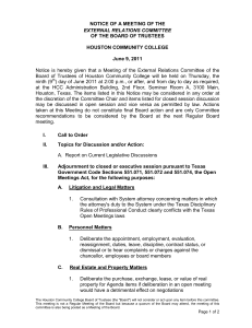 NOTICE OF A MEETING OF THE OF THE BOARD OF TRUSTEES