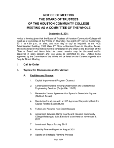 NOTICE OF MEETING THE BOARD OF TRUSTEES OF THE HOUSTON COMMUNITY COLLEGE