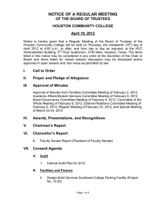 NOTICE OF A REGULAR MEETING OF THE BOARD OF TRUSTEES