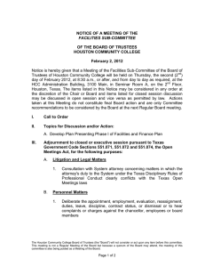 NOTICE OF A MEETING OF THE OF THE BOARD OF TRUSTEES