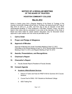 NOTICE OF A REGULAR MEETING OF THE BOARD OF TRUSTEES