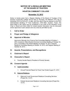 NOTICE OF A REGULAR MEETING OF THE BOARD OF TRUSTEES