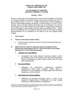 NOTICE OF A MEETING OF THE  OF THE BOARD OF TRUSTEES