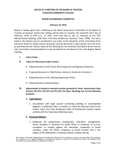 NOTICE OF A MEETING OF THE BOARD OF TRUSTEES