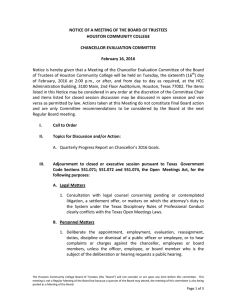NOTICE OF A MEETING OF THE BOARD OF TRUSTEES