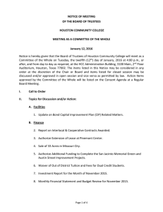 NOTICE OF MEETING OF THE BOARD OF TRUSTEES  HOUSTON COMMUNITY COLLEGE